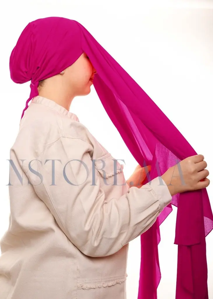 شال كريب بالبوني يربط من الخلف - وردي فوشيا - (2).webp