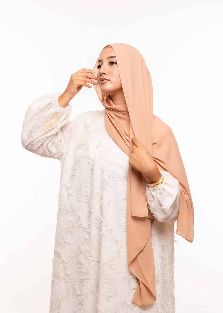 [PN-60070] Crepe Shawl with Bonnet Tied at the Back - Nouhassi