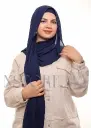 Crepe Shawl with Bonnet Tied at the Back - Dark Blue