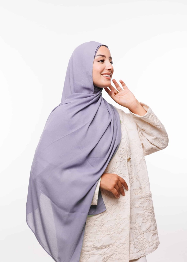 [2244667] Crepe Shawl with Integrated Bonnet Ninja – Grey