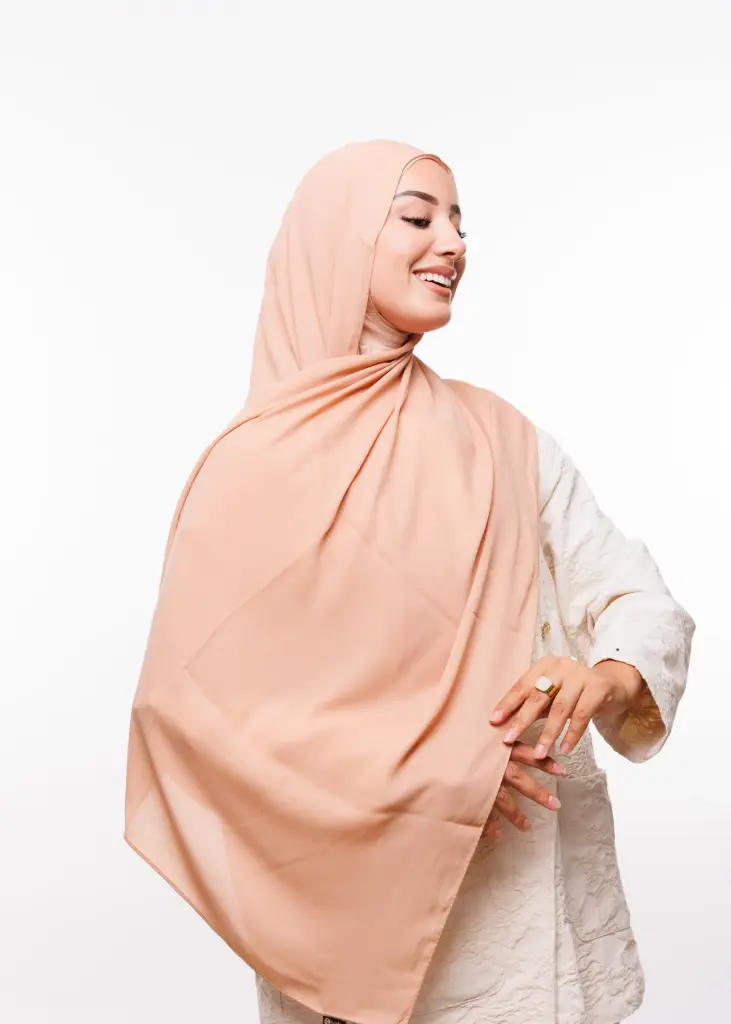[PN-21234] Crepe Shawl with Integrated Bonnet Ninja - Light Nouhassi