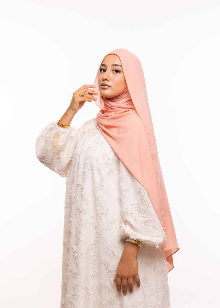 [PN-60046] Crepe Shawl with Integrated Bonnet Ninja - Coral Pink