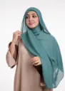شال كريب حريري بالبوني "النينجا" - أخضر مائي