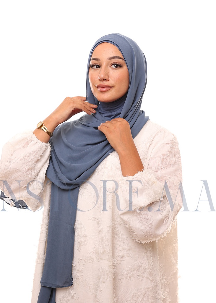 [PN-15127] Crepe Shawl with Integrated Bonnet Ninja - Petrol Blue