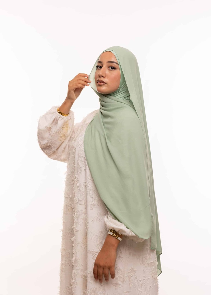 [PN-19451] Crepe Shawl with Integrated Bonnet Ninja - Pastel Green