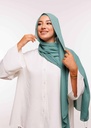 Crepe Shawl with Bonnet Tied at the Back - Aqua Green