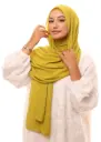 Crepe Shawl with Integrated Bonnet Ninja - Mustard Green