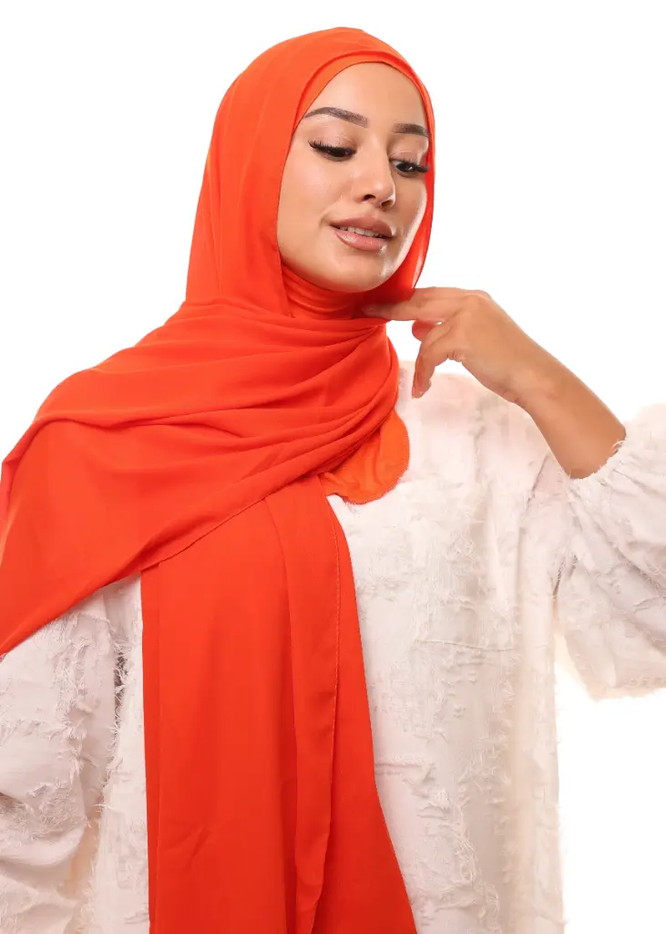 [PN-16192] Crepe Shawl with Integrated Bonnet Ninja - Orange