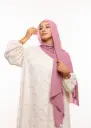 Crepe Shawl with Bonnet Tied at the Back - Pink
