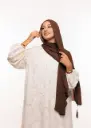 Crepe Shawl with Bonnet Tied at the Back - Dark Brown