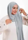 Crepe Shawl with Bonnet Tied at the Back - Light Gray