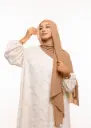 Crepe Shawl with Bonnet Tied at the Back - Sandy Beige