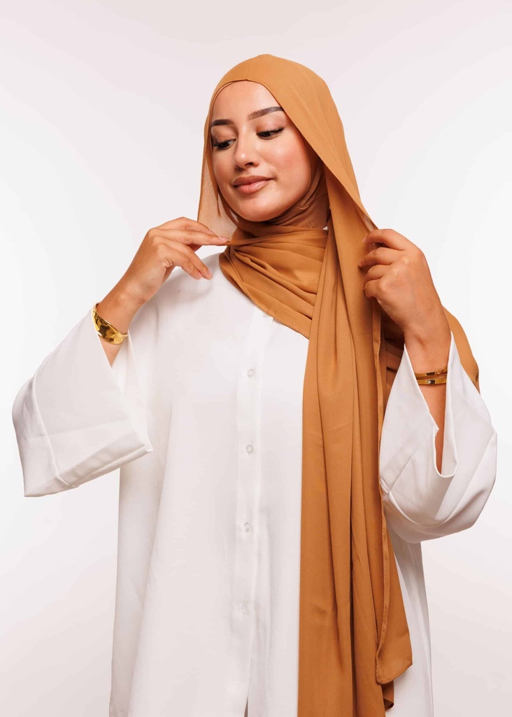 Crepe Shawl with Integrated Bonnet Ninja - Light Brown