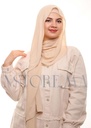 Crepe Shawl with Bonnet Tied at the Back - Light Beige
