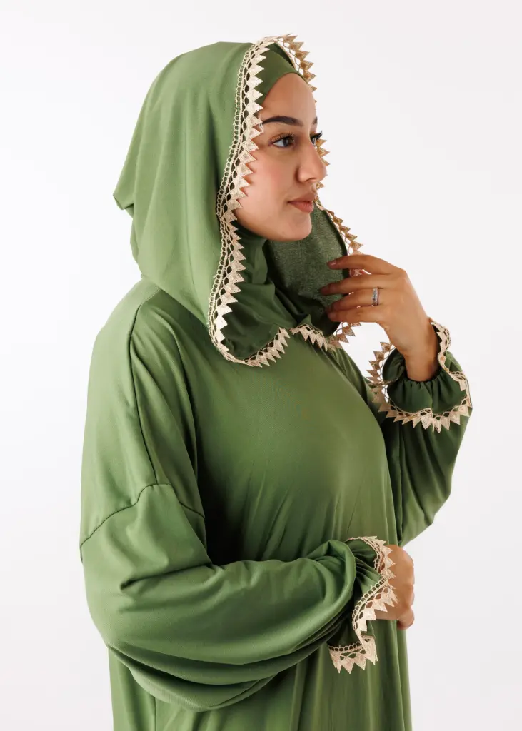 [PRD16773-1] Prayer Abaya [ with Ninja Undercap ] - Military Green