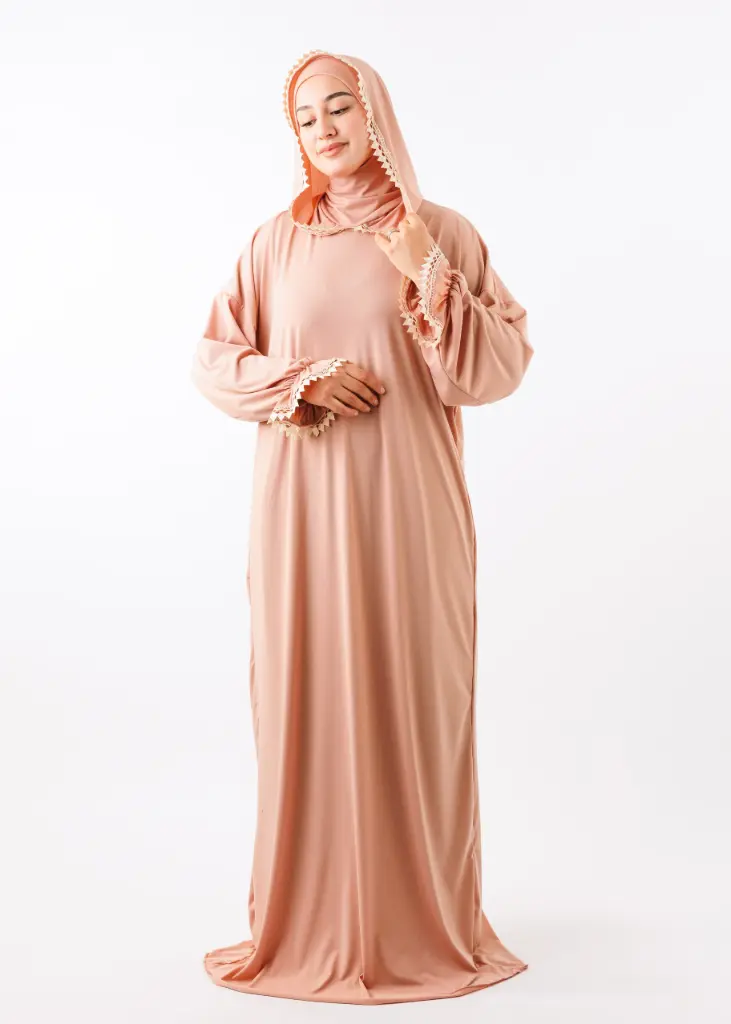 [PRD16776-1] Abaya de Prière [ avec Bonnet Ninja ] - Rose