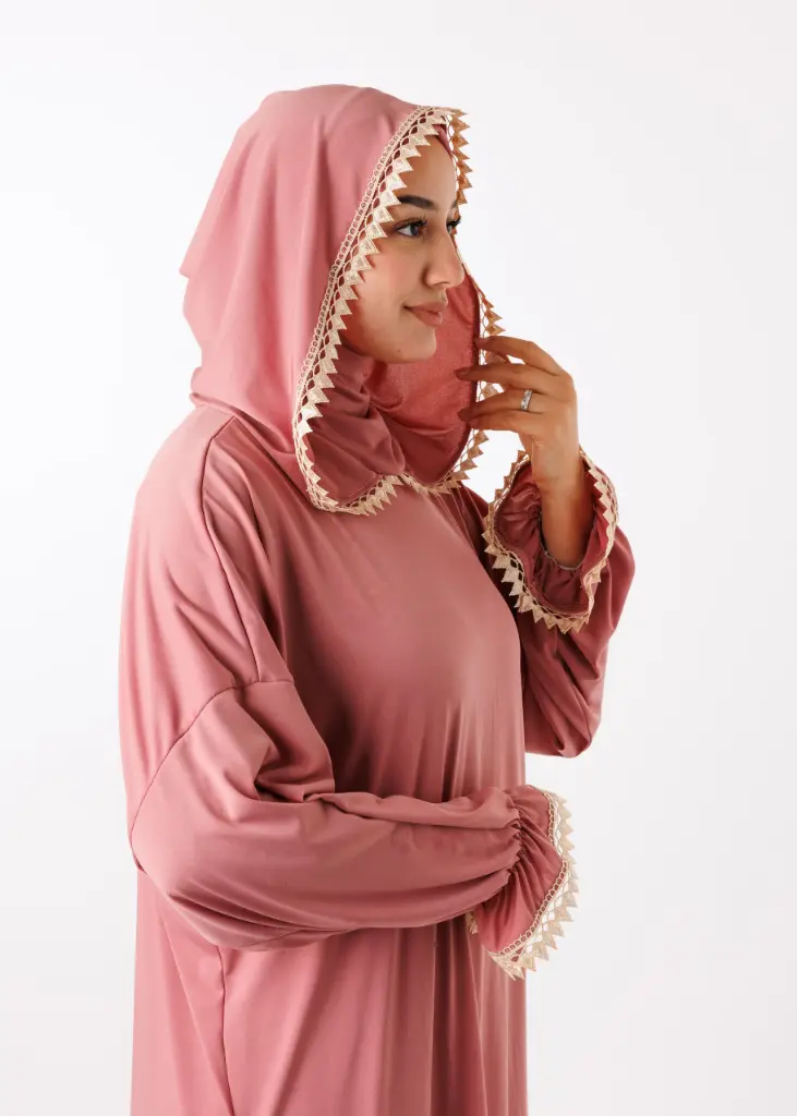 [PRD16777-1] Prayer Abaya [ with Ninja Undercap ] - Cacherie Pink