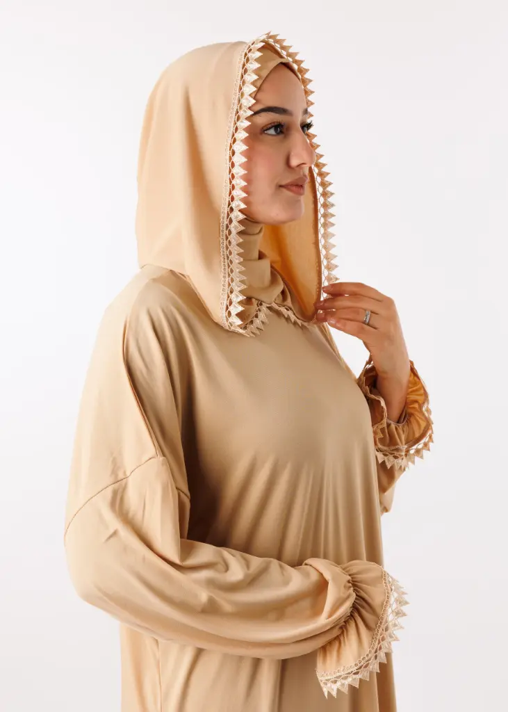 [PRD16784-1] Abaya de Prière [ avec Bonnet Ninja ] - Beige