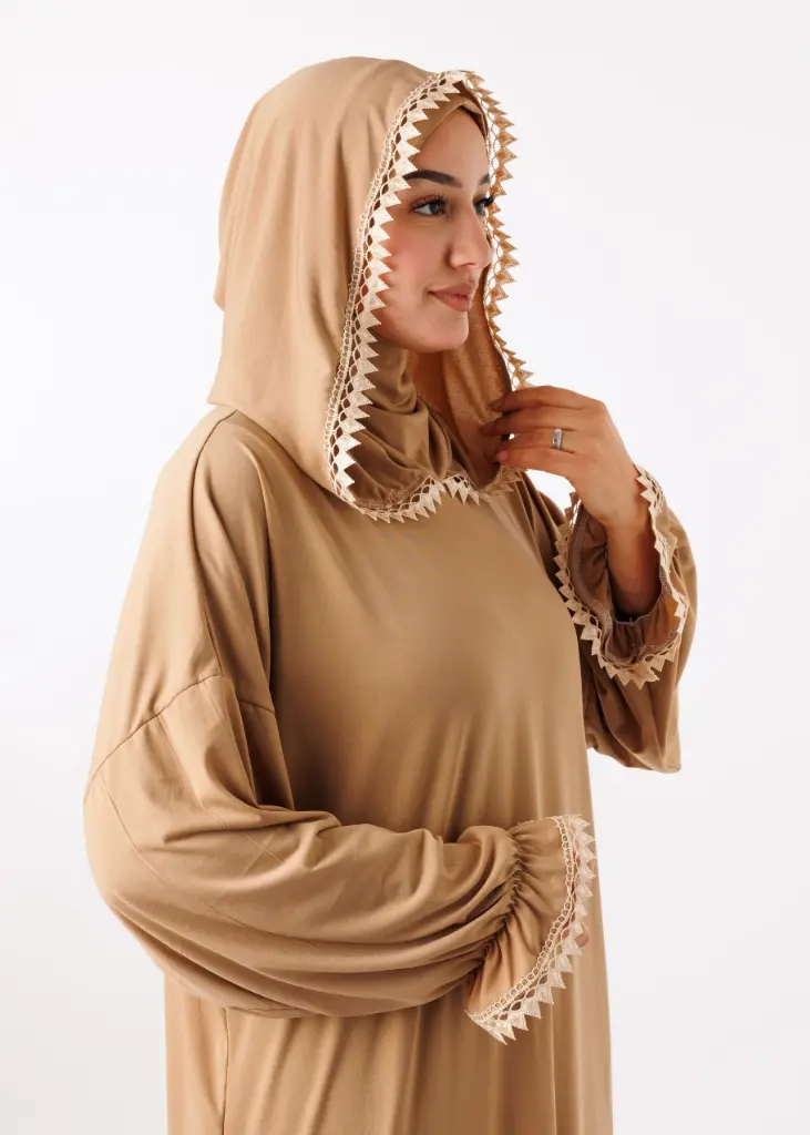 [PRD16785-1] Prayer Abaya [ with Ninja Undercap ] - Dark Beige