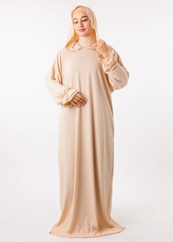 [PRD16786-1] Prayer Abaya [ with Ninja Undercap ] - Creamy Beige