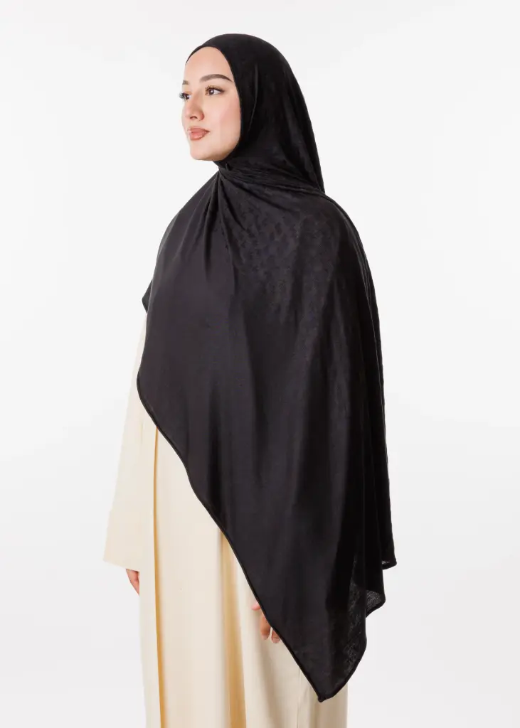 [PRD00163-1] Lycra Jacquard Shawl - Black