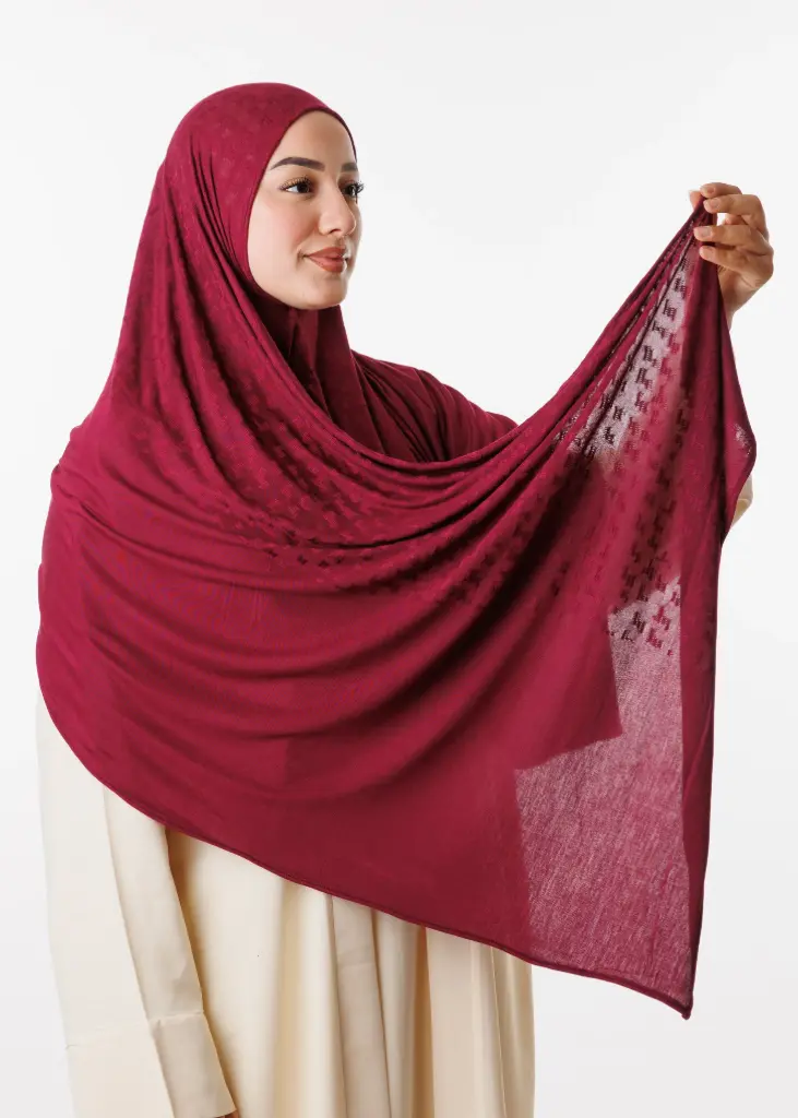 [PRD00164-1] Lycra Jacquard Shawl - Burgundy