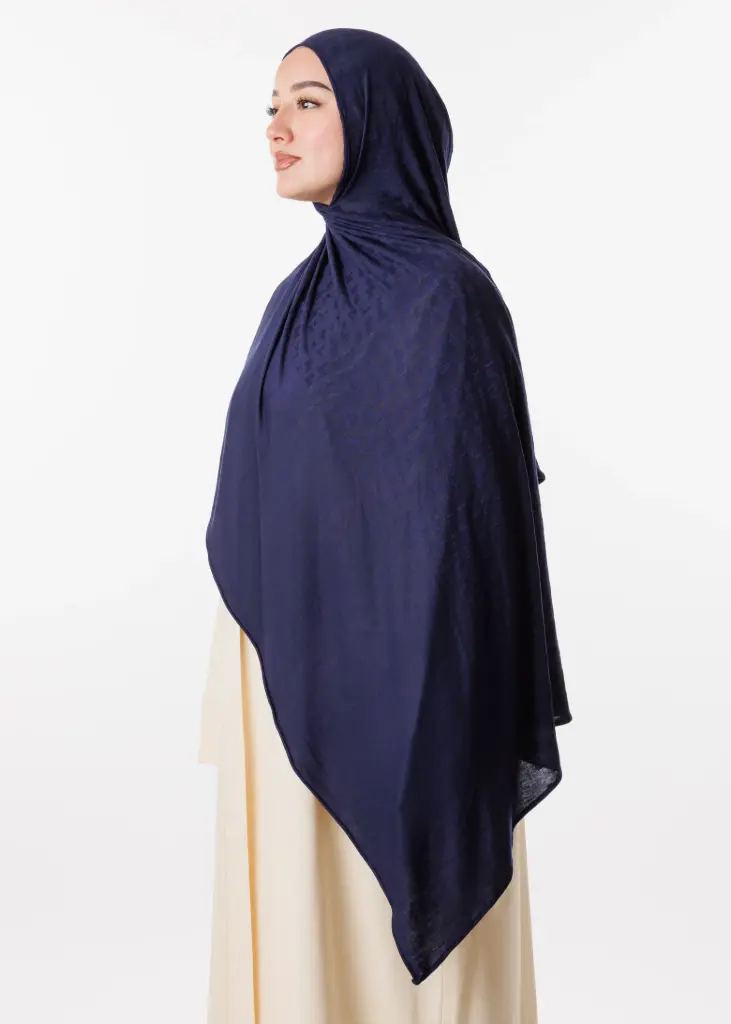 [PRD00165-1] Châle en lycra jacquard - Bleu Foncé