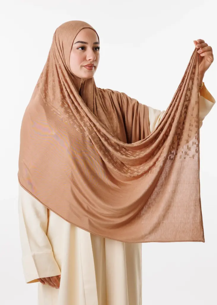 [PRD00167-1] Lycra Jacquard Shawl - Light Brown