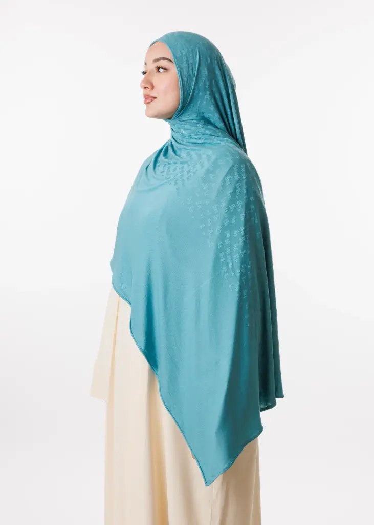 [PRD00169-1] Lycra Jacquard Shawl - Aqua Green