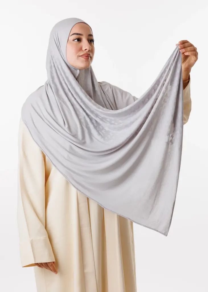 [PRD00182-1] Lycra Jacquard Shawl - Light Gray