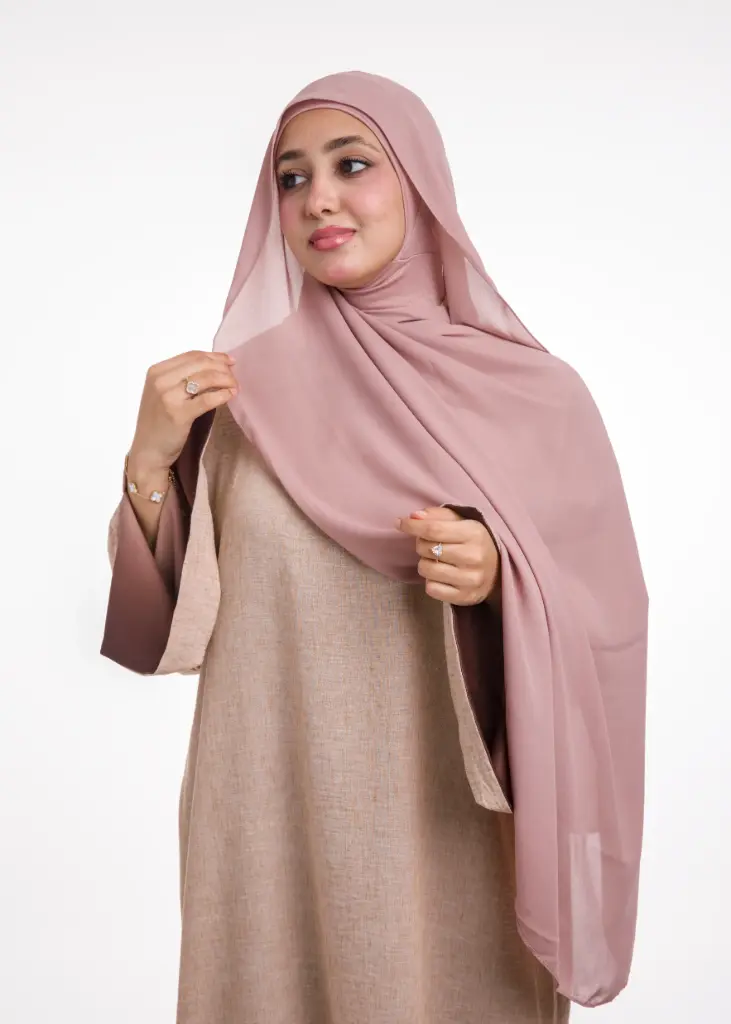 Châle en Crêpe avec Bonnet Ninja - Rose Nude