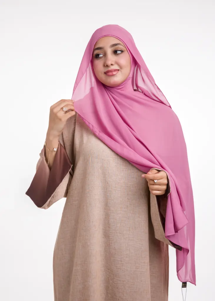 Crepe Shawl with Integrated Bonnet Ninja - Pink