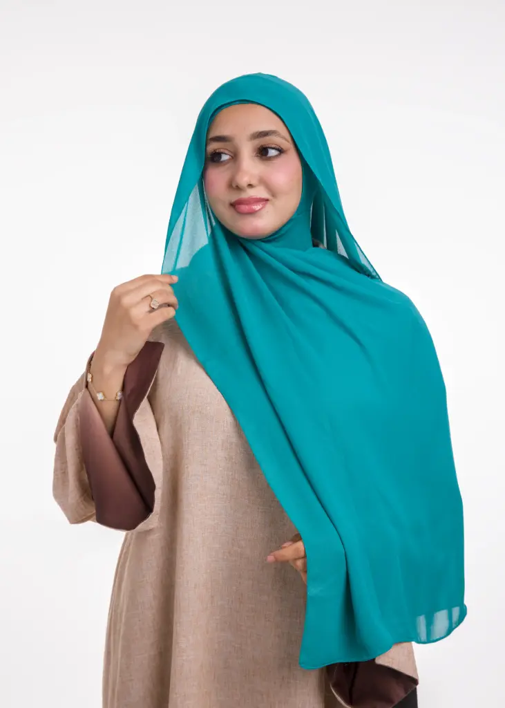 Châle en Crêpe avec Bonnet Ninja - Turquoise 