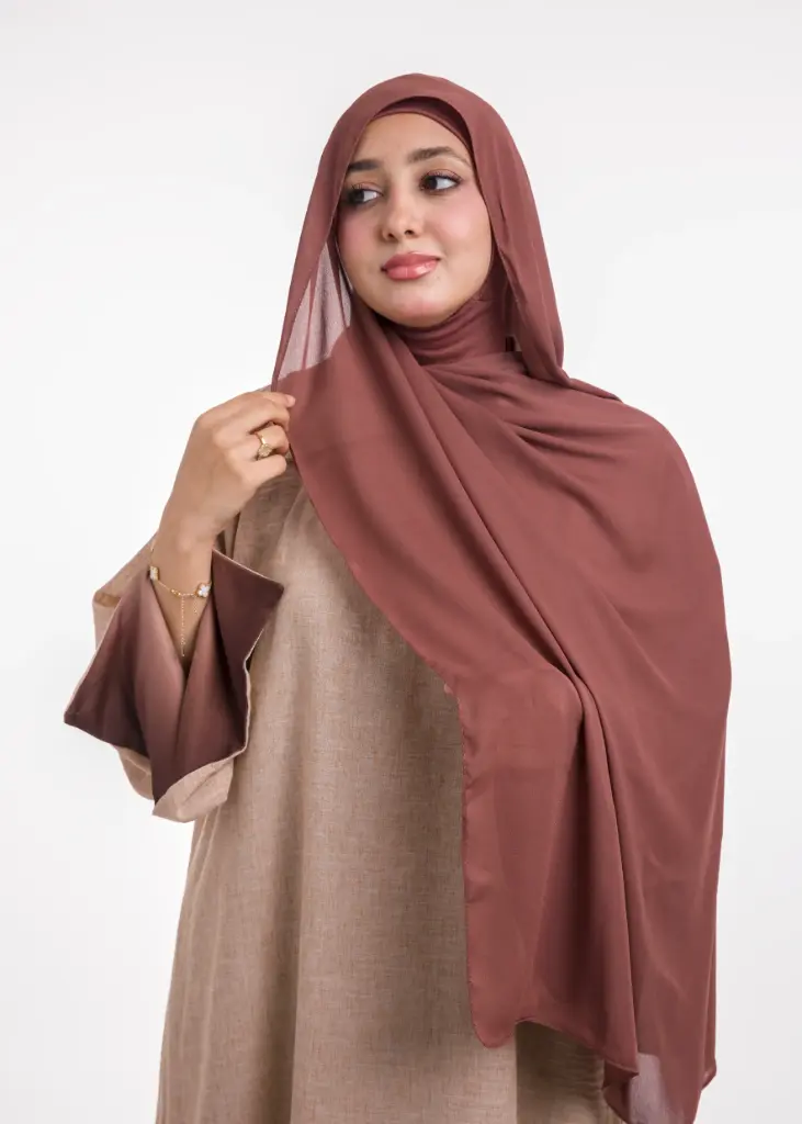 Crepe Shawl with Integrated Bonnet Ninja - Marron B