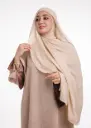 Châle en Crêpe avec Bonnet Ninja - Beige Clair  (مصفر جديد)