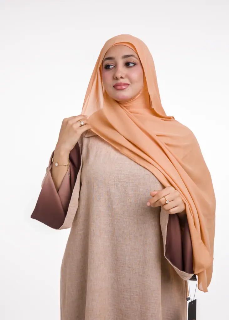 Châle en Crêpe avec Bonnet Ninja - Orange Pastel Clair