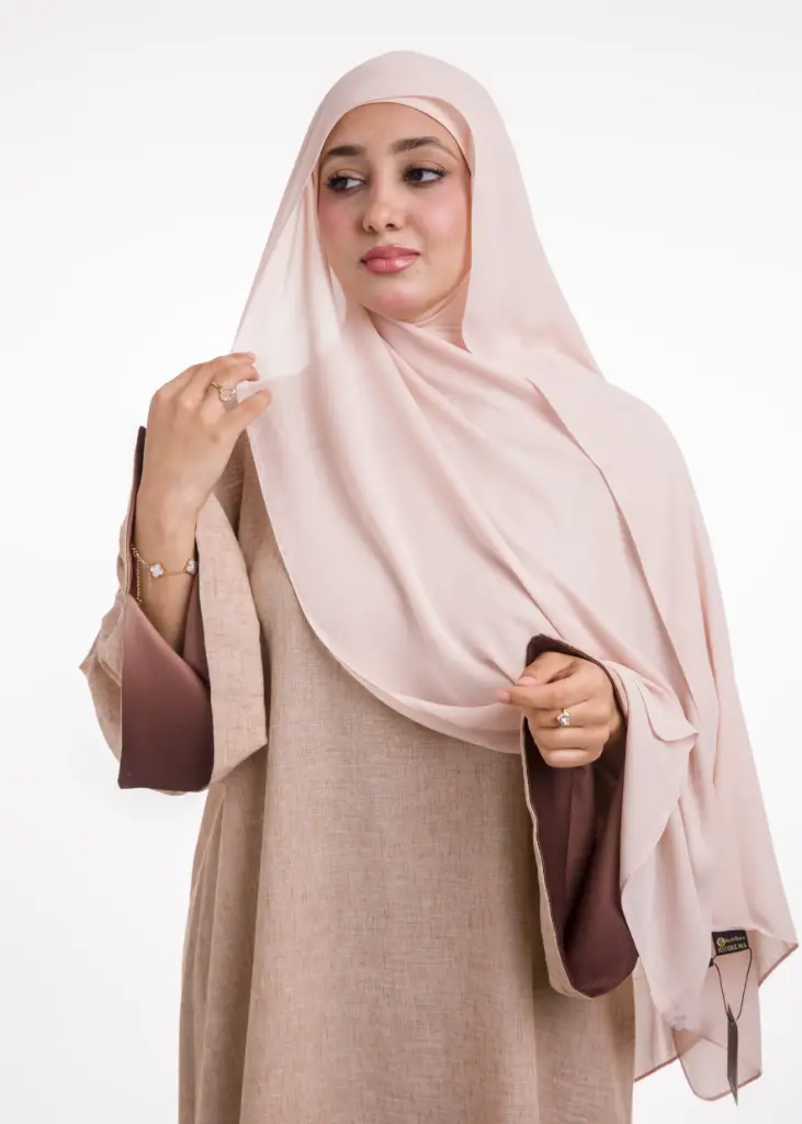 Châle en Crêpe avec Bonnet Ninja - Beige Crème