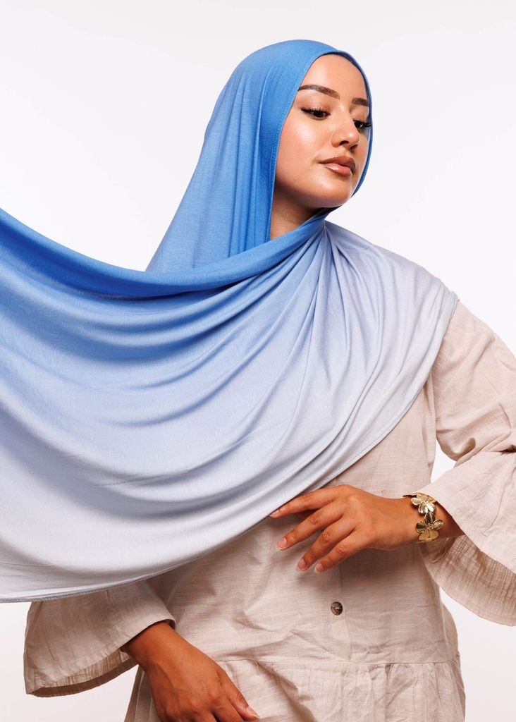 [PN-55771] Châle Lycra Dégradé - Bleu Clair