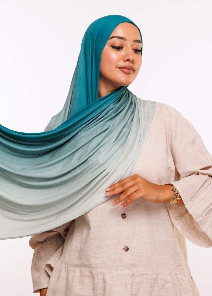 [PN-55762] Lycra Degrade Shawl - Turquoise Green