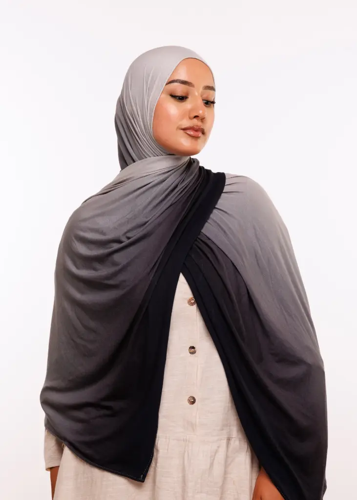 [PN-55744] Châle Lycra Dégradé - Noir Gris