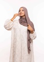 Crepe Shawl with Bonnet Tied at the Back - Dark Grayish Beige