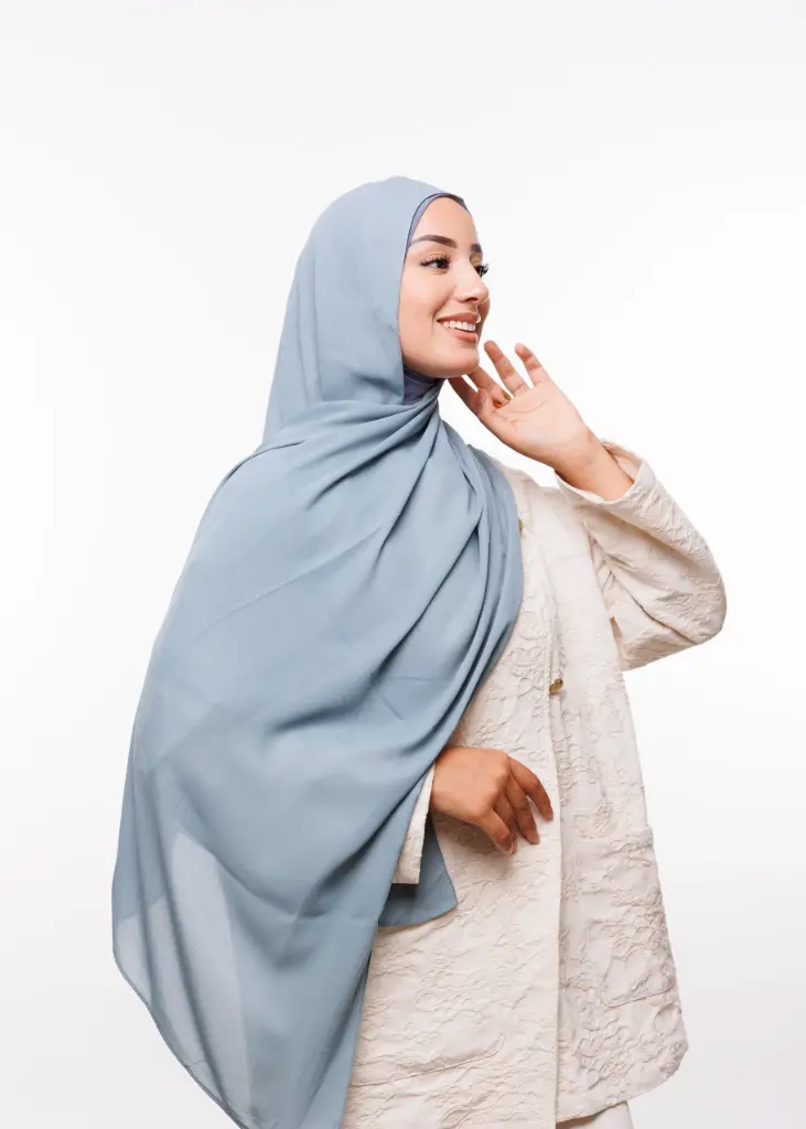 [PN-139900] Crepe Shawl with Integrated Bonnet Ninja - Pastel Turquoise