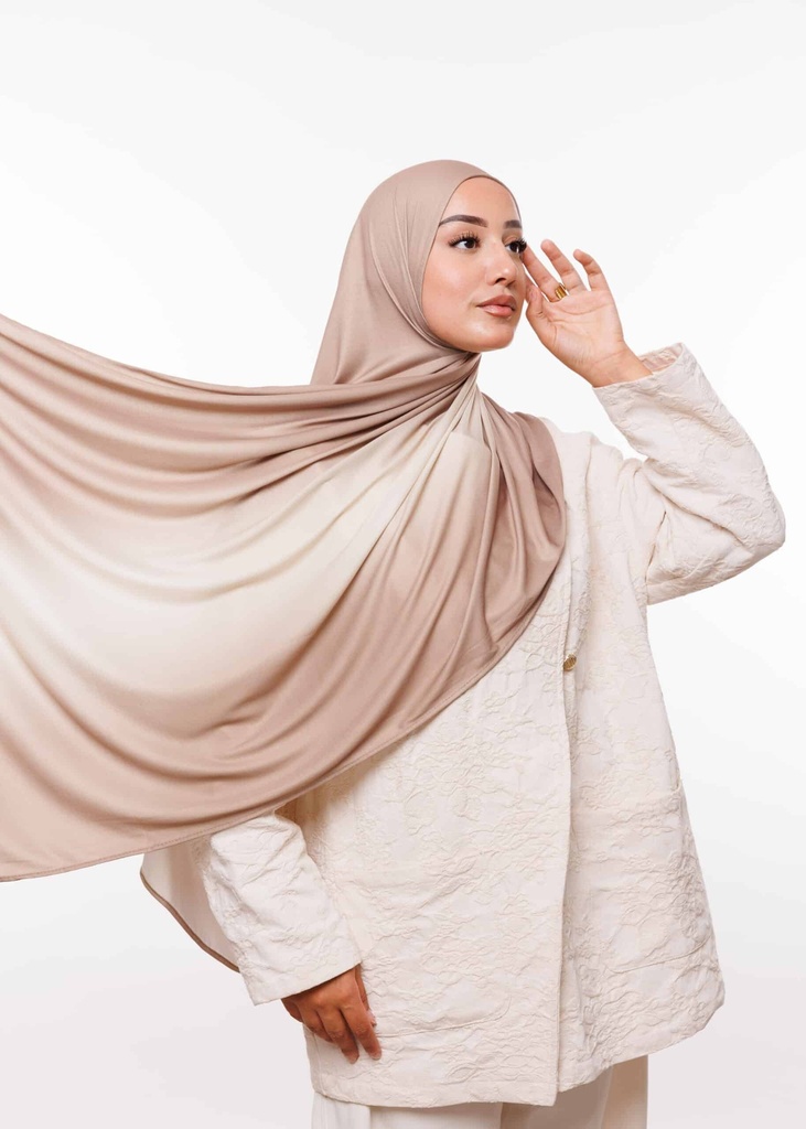 [PN-10018] Châle en jersey premium dégradé - Beige Nude