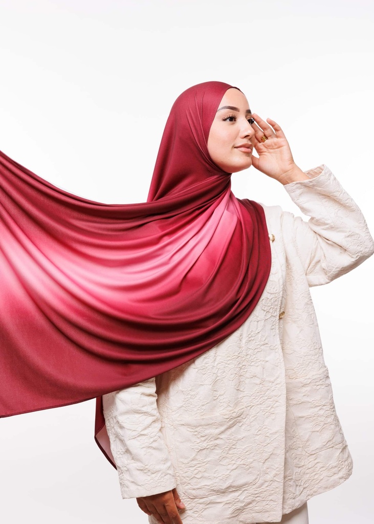 [PN-10010] Premium Gradient Jersey Shawl - Light Burgundy