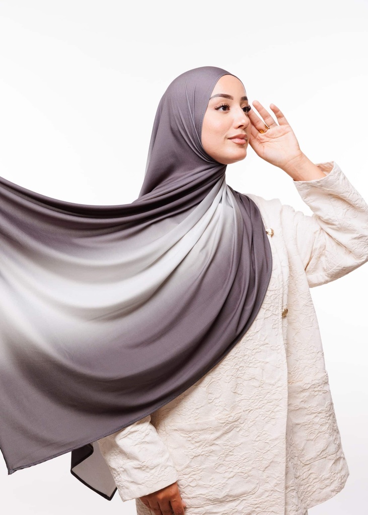 [PN-10008] Premium Gradient Jersey Shawl - Dark Gray