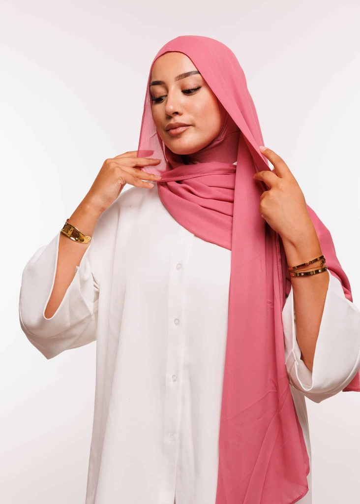 [PN-12395] Crepe Shawl with Integrated Bonnet Ninja - Light Cacherie