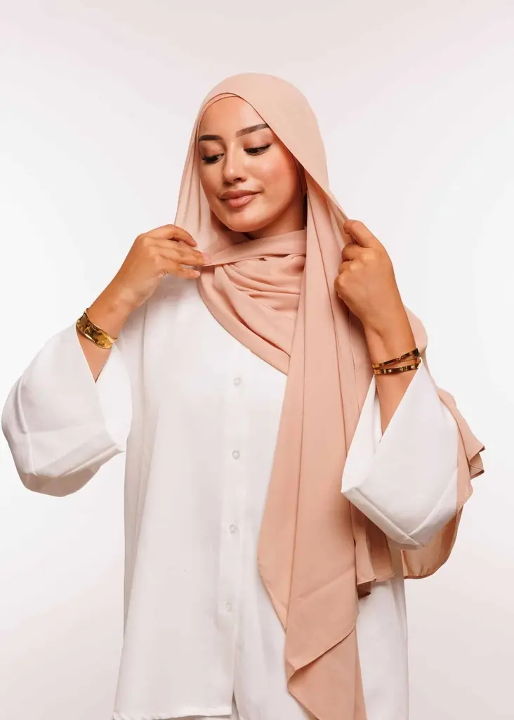 [PN-21236] شال كريب بالبوني يربط من الخلف - نحاسي داكن