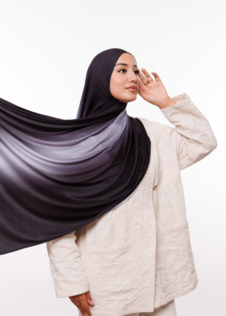 [PN-10014] Premium Gradient Jersey Shawl - Black