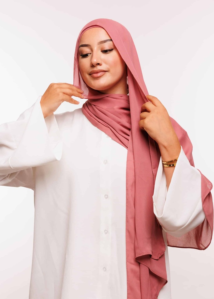 [PN-19488] Crepe Shawl with Bonnet Tied at the Back - Powder Pink
