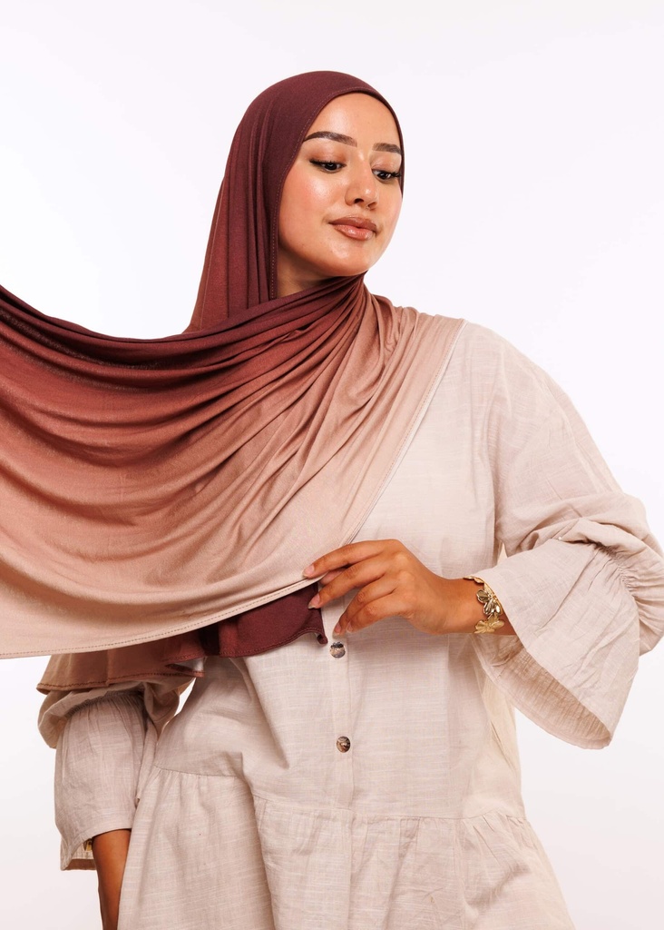 [PN-55748] Lycra Degrade Shawl - Brown Beige